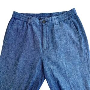 Banana Republic Linen Blend Tapered Pants Coastal Dadcore Blue 34x30